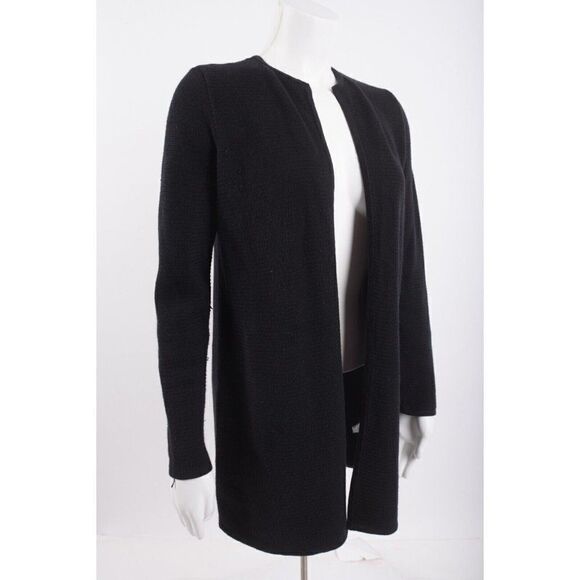 Talbots Womans Cardigan Sweater Coat Size P 0-2 Petite Black Open Front - Picture 2 of 6